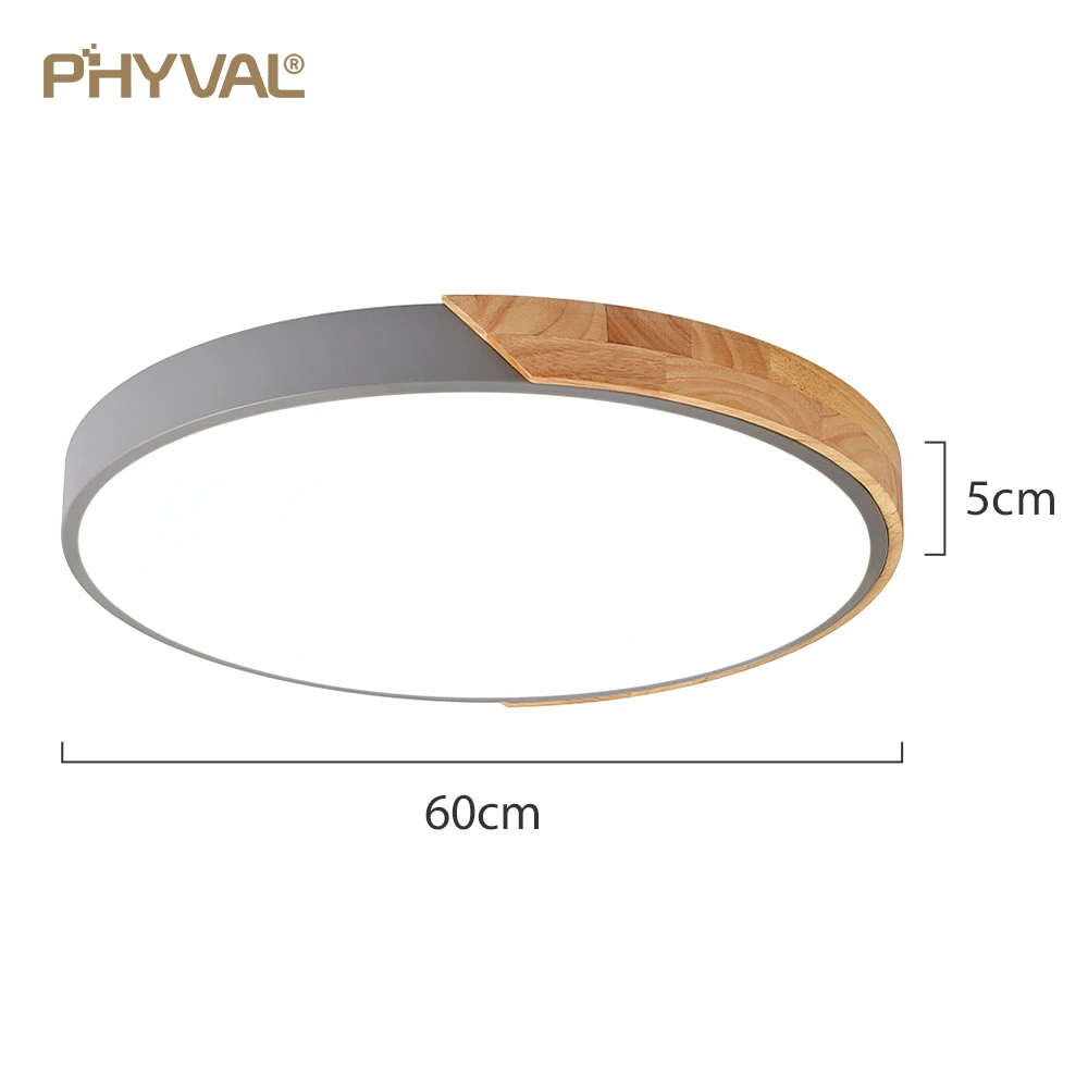 

Nordic wooden ceiling lamp Dimmable Led Ceiling Lights Round 30-60 size diameter Ultra-thin 5 cm high 7 colors Iron art macaron