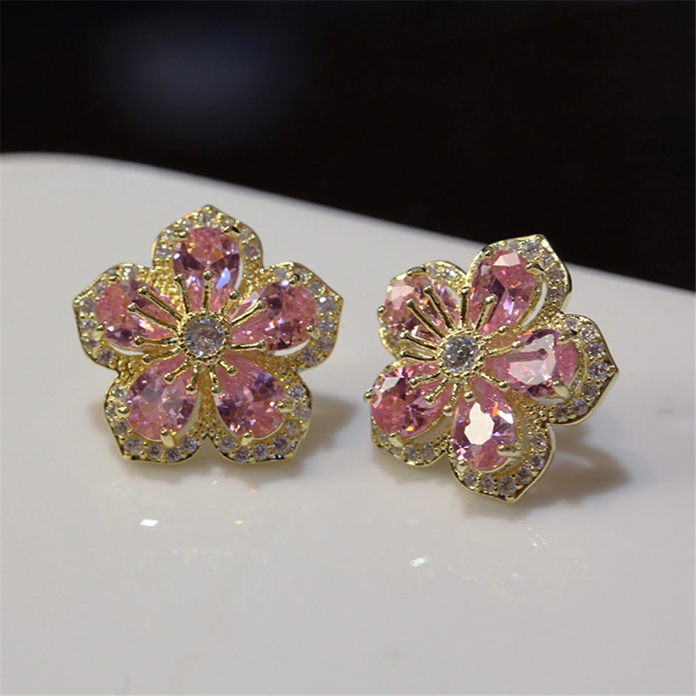 

Loredana For Women Earrings Exquisite Grade Crystal Flower golden Sparkling High-Grade Zircon Large earings
