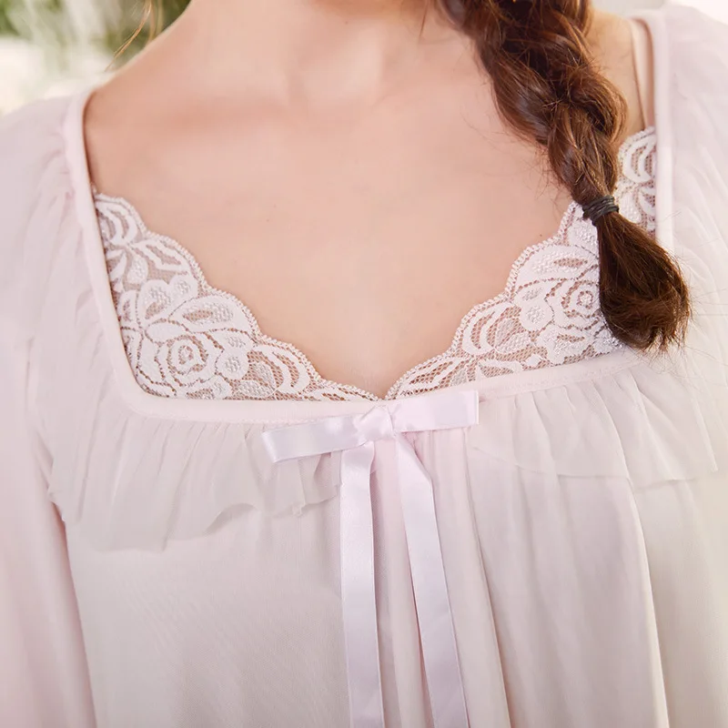 

Women's Lolita Princess Sleepshirts Vintage Palace Style Dress Wide Lace Nightgowns Cotton Victorian Nightdress Sleep Loungewear