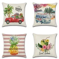 summer pineapple coconut ice cream car flower printing pillowcase home decoration linen car cushion cover sofa pillow case