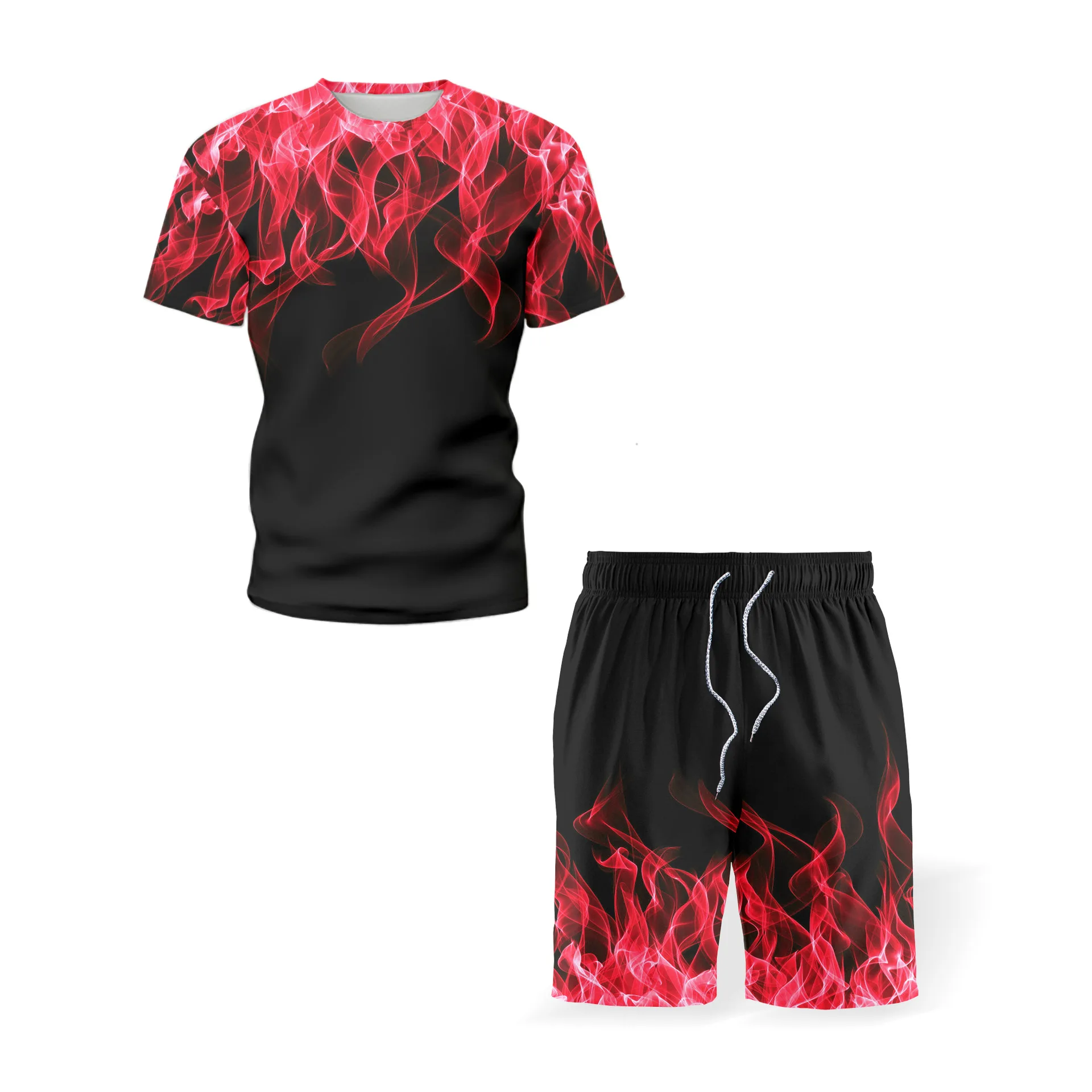 

2021 Men Multicolor Printing Tracksuit T-shirt+Shorts Fashion Clothing Men 2 Piece Set Mens Suits Short Sleeve Short Sets Summer