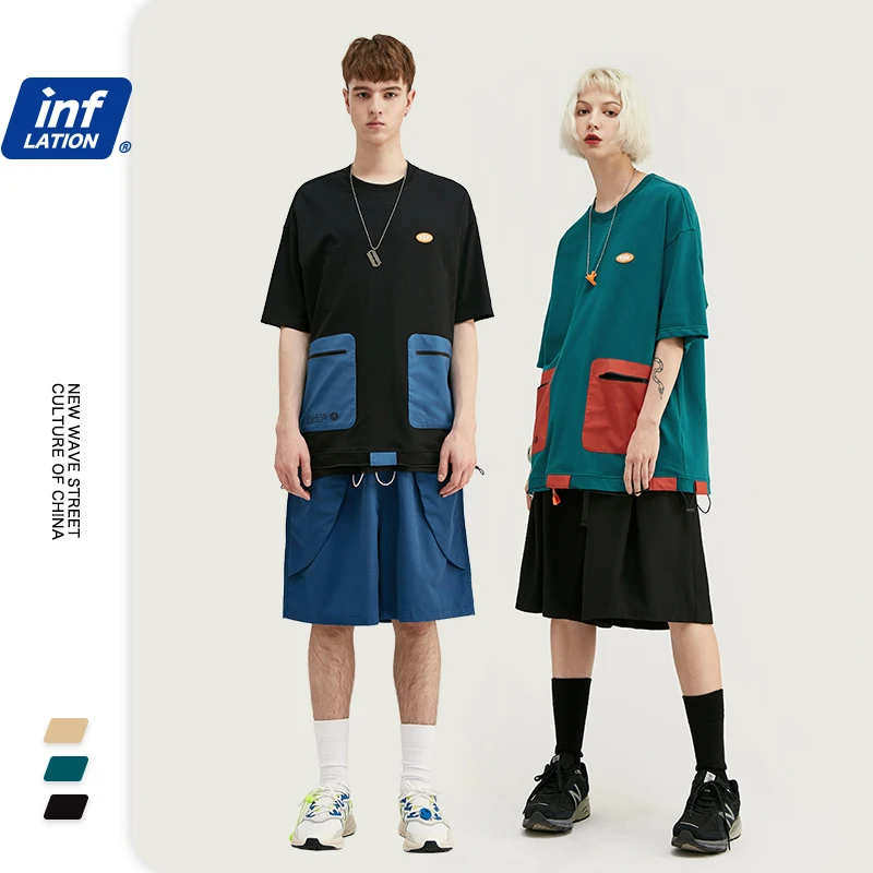 Мужская футболка с короткими рукавами INFLATION винтажная свободная в стиле хип-хоп
