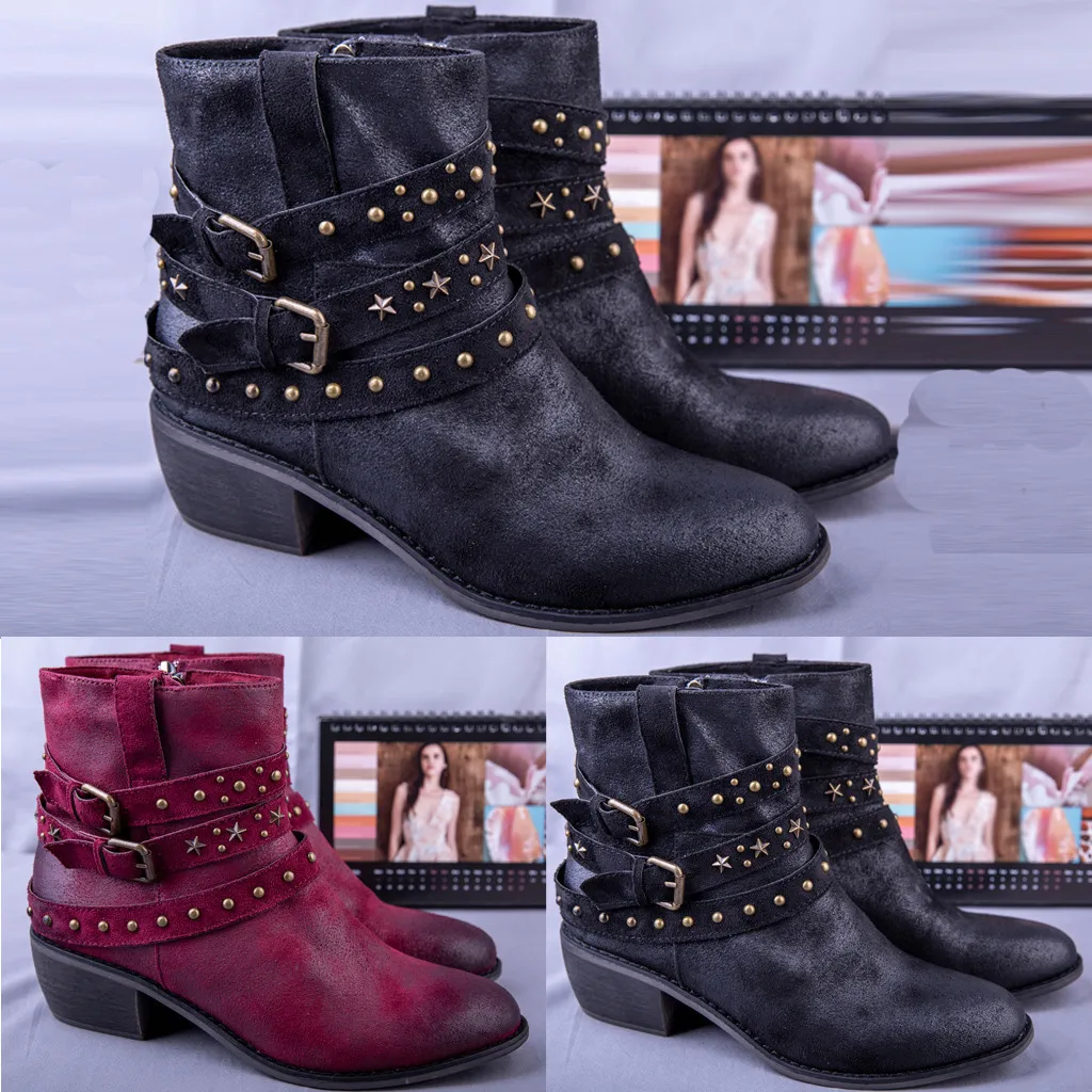 Зимние ботинки с пряжкой на ремешке женская повседневная обувь плоской подошве