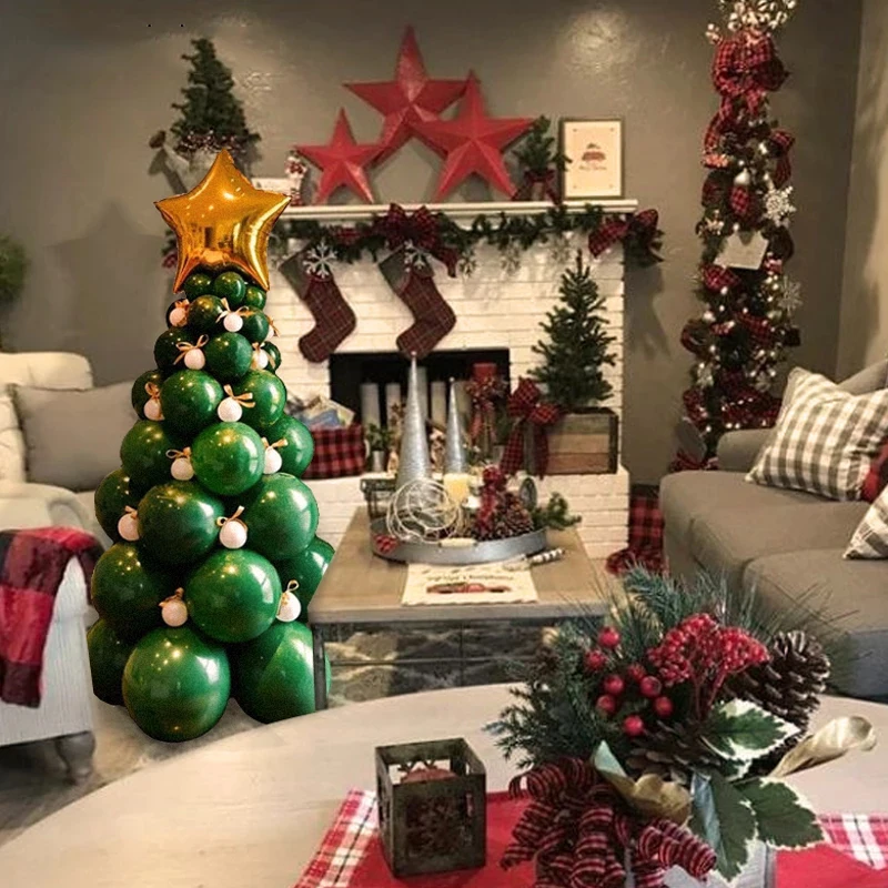

96 шт. черновато-зеленые Рождественские елки, латексные воздушные шары, украшение на колонку 2022, новогодние и рождественские шары, домашний д...
