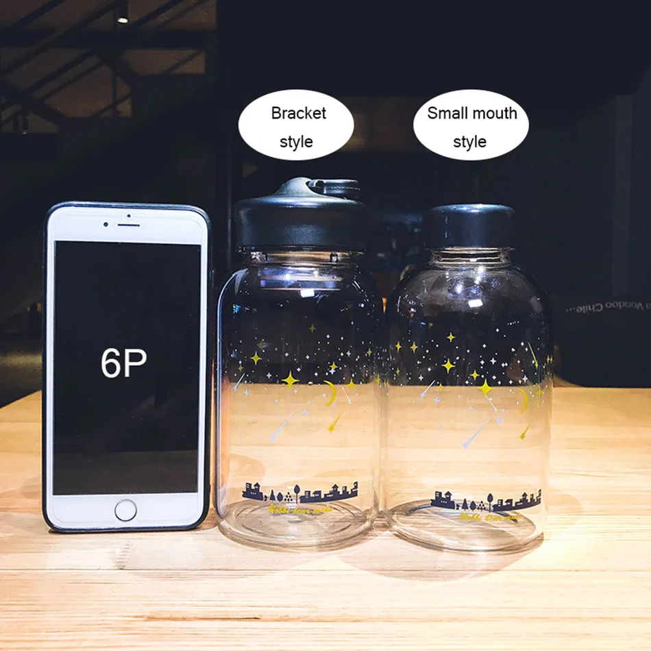 Креативная синяя стеклянная бутылка для воды Модные цветные спортивные бутылки