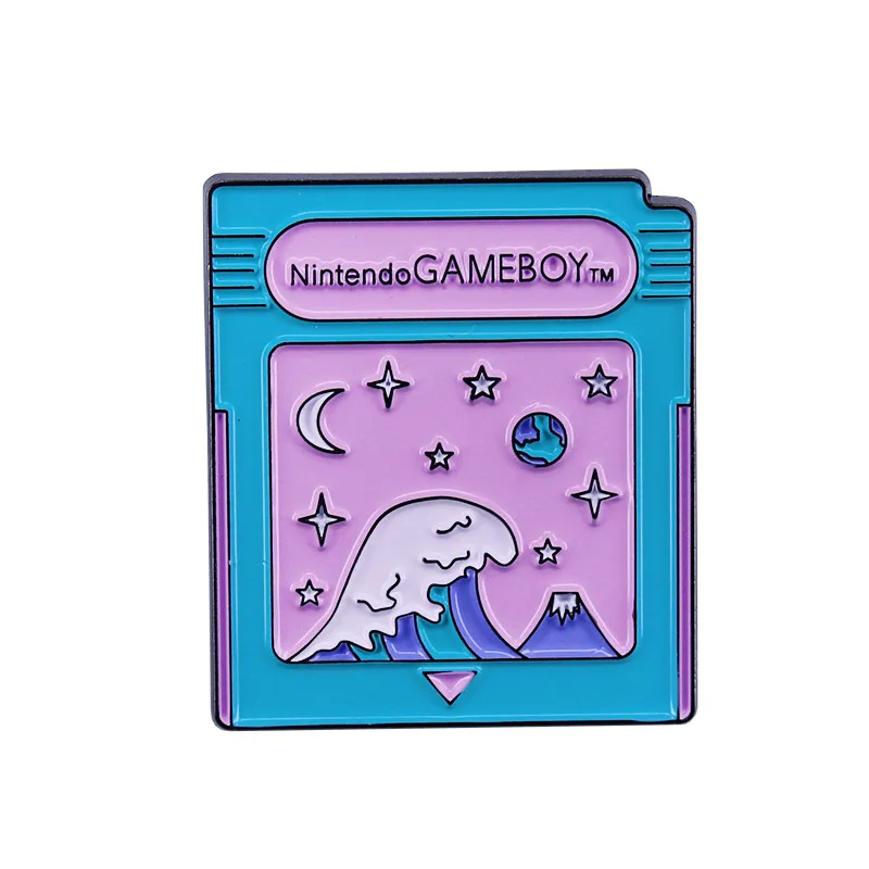 Забавная эмалированная булавка Kanagawa с большой волной и Gameboy яркая брошь в