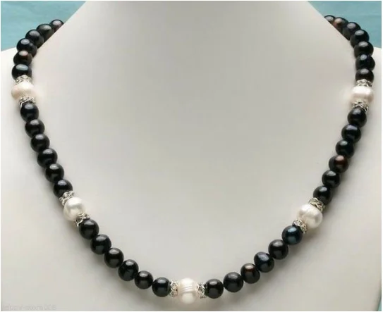 8 9 мм натуральное черно белое Жемчужное Ожерелье Akoya 18 дюймов AA +|Колье| |