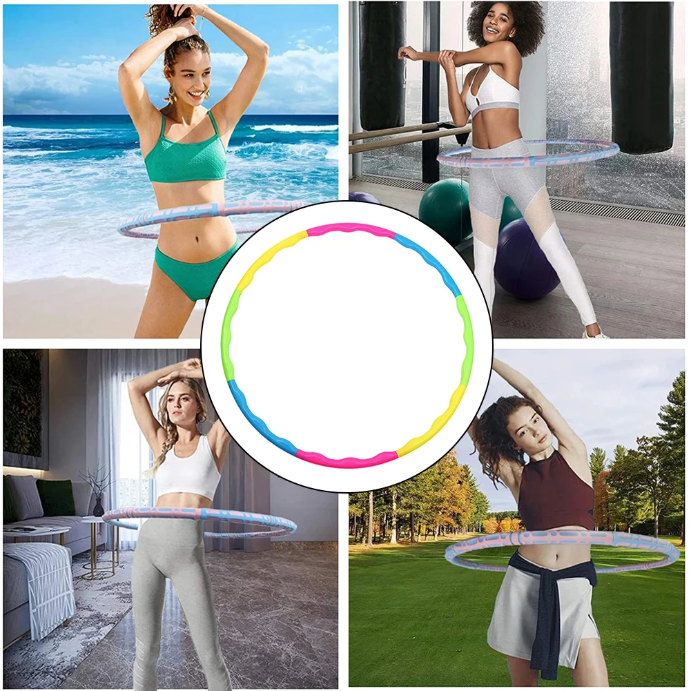 

8 Parts Sport Hoop Resistance Bands Set Detachable Weighted Fitness Install Massage Exercise Bodybuilding Waist Hoop Gym