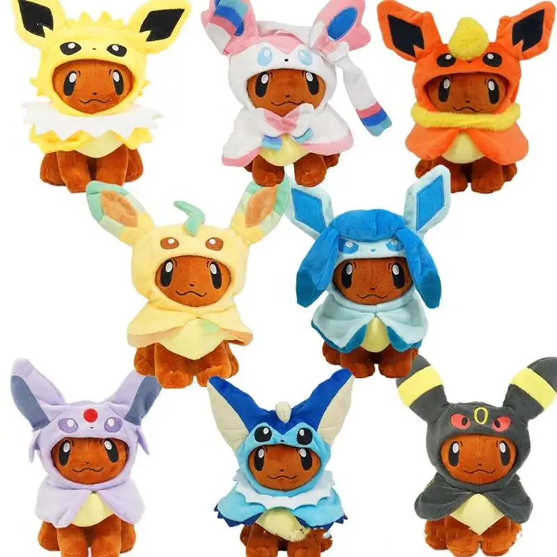

Kawaii Pokmon Eevee Anime Series Transformed Into Sylveon Vaporeon Thunder Fire Sun Moon Dolls Boys and Girls Gifts
