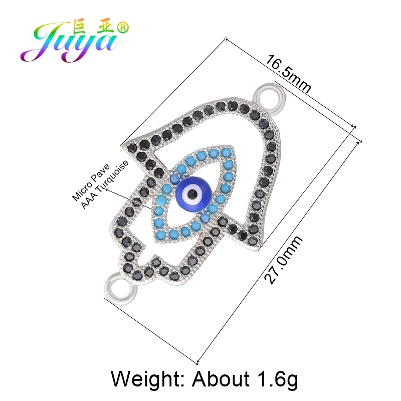 White Gold Juya DIY Браслеты Аксессуары микро проложить циркон золото/серебро Хамса Фатима Шарм Разъемы для Needlwork ювелирных изделий - Цвет: White Gold