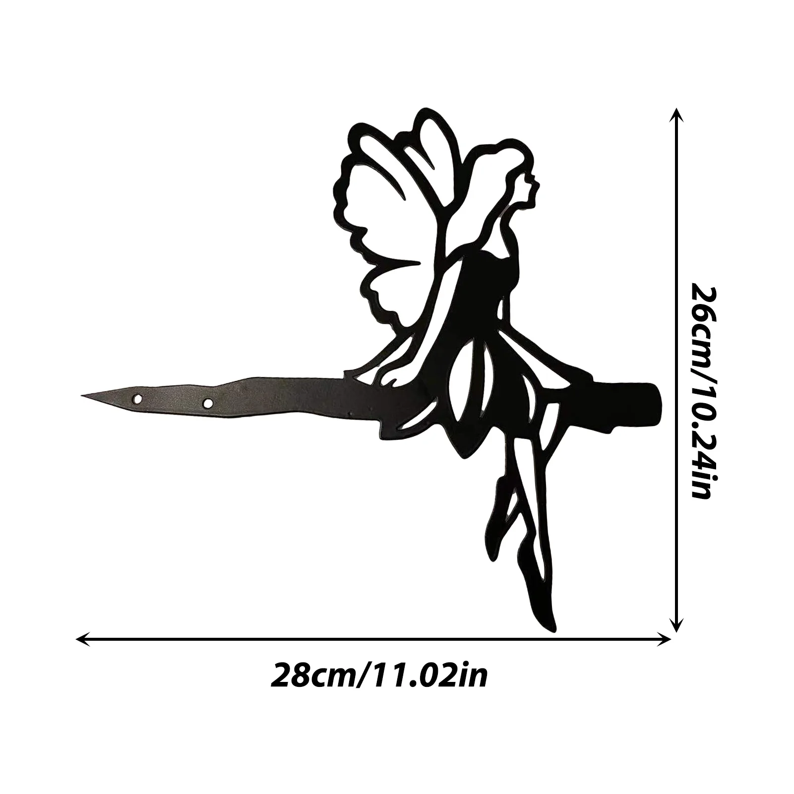 

Fairy Tale Little Beauty Metal Fairy Garden Decoration Card Creative Courtyard Art Crafts Black Fairy Metal Hollow Statue