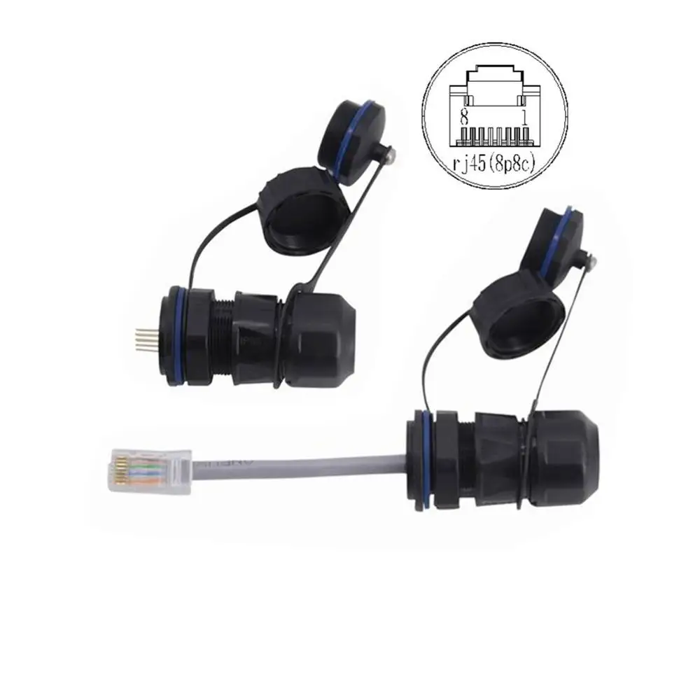 

Водонепроницаемый авиационный разъем RJ45, 8pin 8P8C RJ 45 разъем Ethernet LAN IP68 M20, сетевой быстрый соединитель с сетевым кабелем