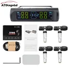 Универсальная беспроводная система контроля давления в шинах TPMS, часы на солнечной энергии, ЖК-дисплей, 4 внешних датчика давления в шинах, датчик давления s