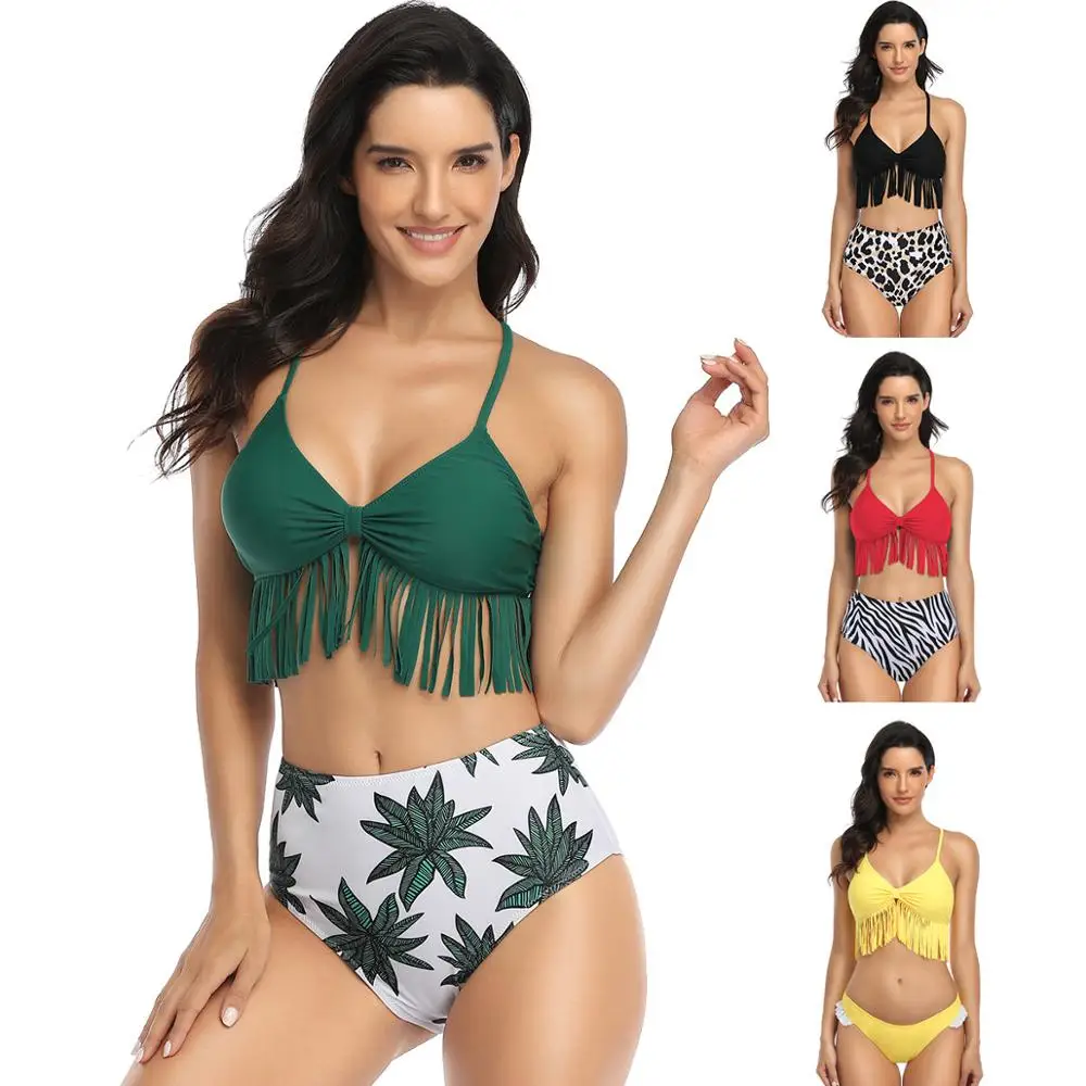 Бикини с бахромой и разрезом сексуальный высокоэластичный прочный цельный