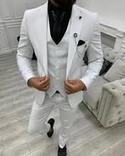 2021 novos homens terno branco masculino casamento noivo magro ajuste tamanho padrão blazer conjunto smoking (jaqueta + calça colete) (2)