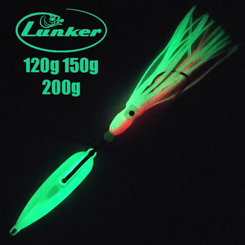 Lunker Inchiku 120 г 150 200 светящаяся металлическая медленная осьминога юбка Япония snapper