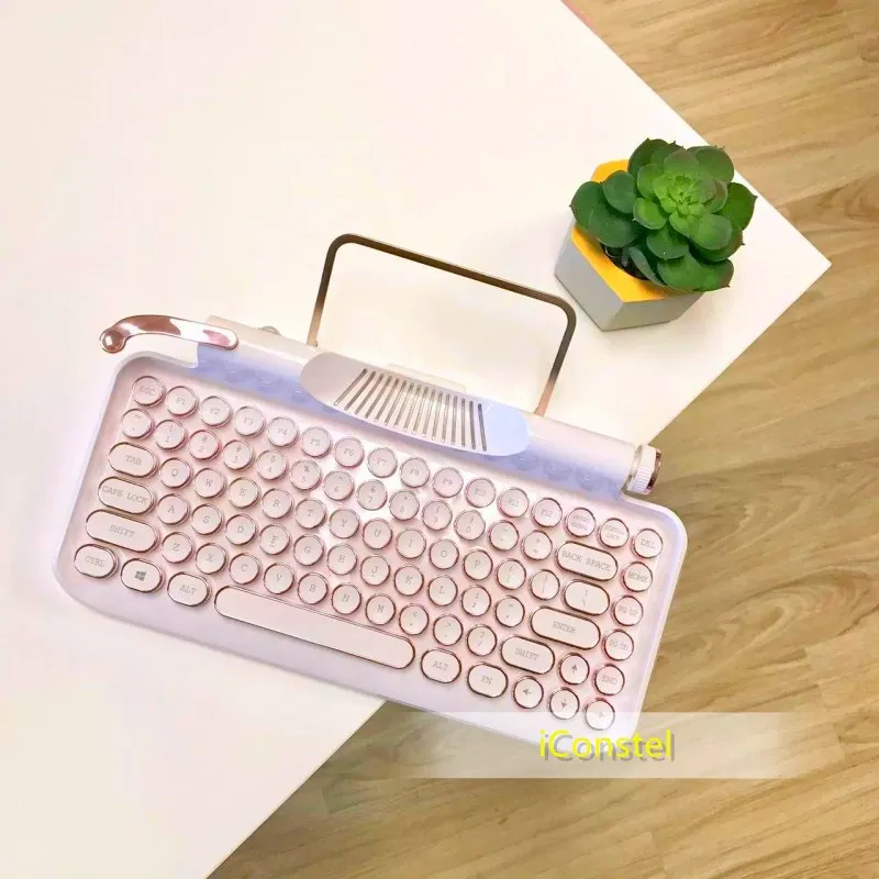 

Hellboy KnewKey Typewriter Bluetooth Keyboard Windsor White Wireless Steampunk Cherry Switches Retro Dot Mechanical Keyboard