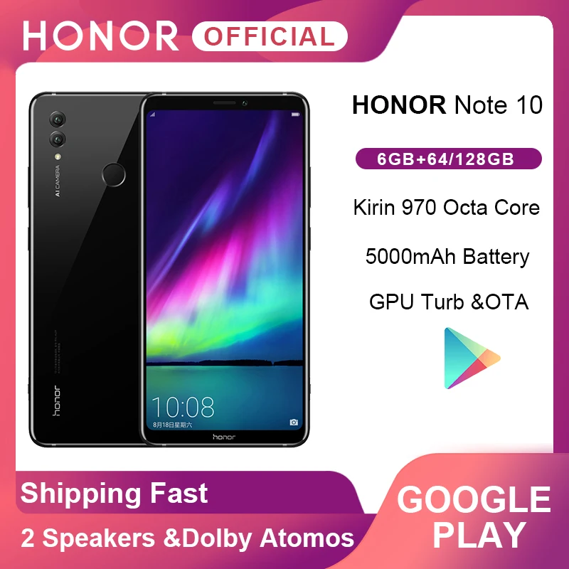 Google Play Honor Note 10 смартфон 6 95 ''Kirin 970 Восьмиядерный 24MP + 16MP камеры 5000mAh Мобильный