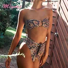 Купальник с завышенной талией, бандажные бикини, модные женские купальники с кольцами, 2021, комплект бикини-бандо, сексуальные купальные костюмы с лямкой на шее, новое бикини