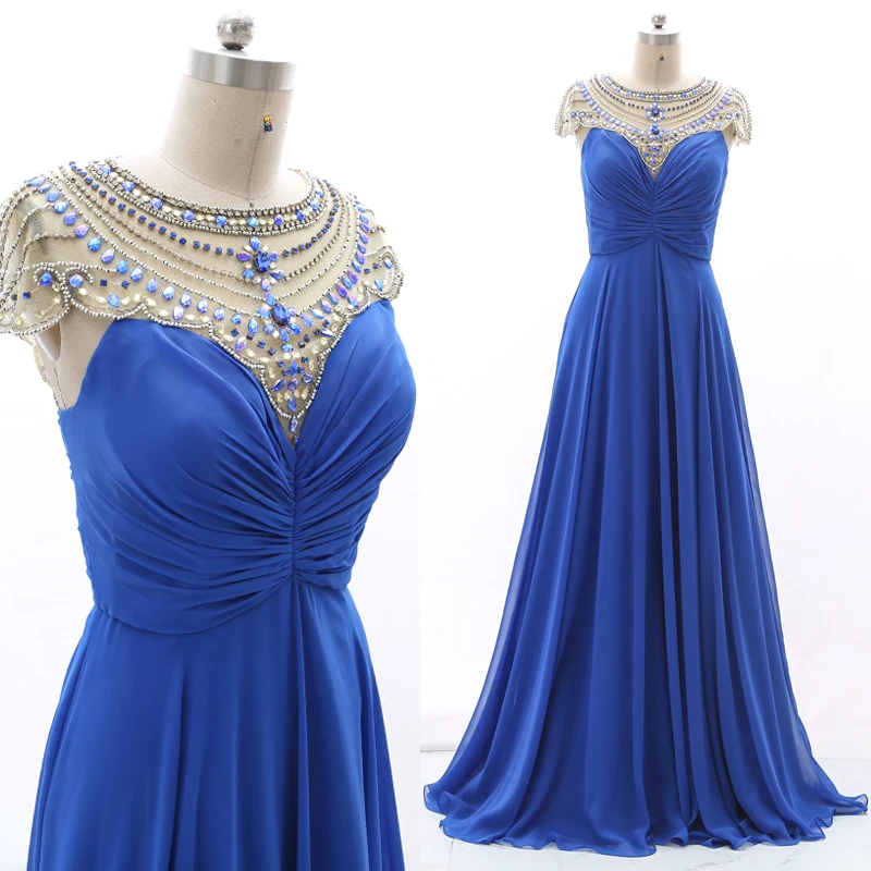 

Поцелуй белые свадебные акции чисто синие Выпускные платья шифон бусины Простые платья 210226-032