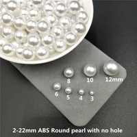 2 20mm no hole white round acrylic abs imitation pearl beads charm loose bead for jewelry making diy craft accessories wholesale