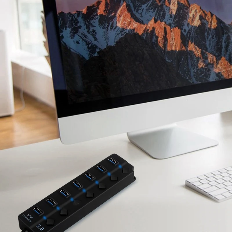 7 портов USB 3 0 концентратор 5 Гбит/с Высокая скорость включения выключения