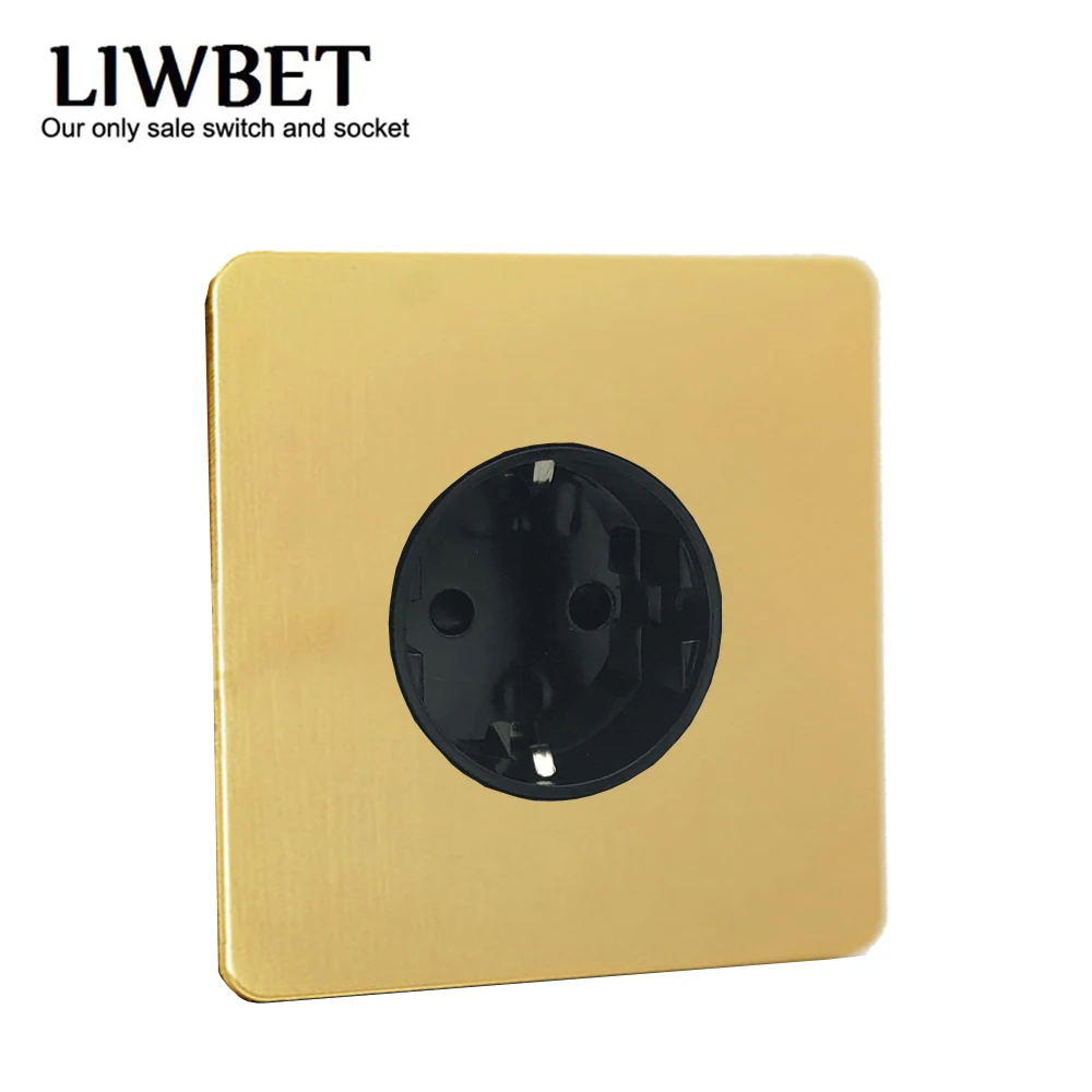 Настенная розетка LIWBET стандарта ЕС 16 А и панель из нержавеющей стали золотого