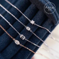 aazuo 18k white gold rose gold real diamonds oval marquise square princess bracelet gifted for women valentines day gift chain
