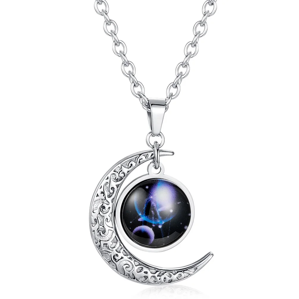 

Ins Fashion Twelve Constellations Night Light Necklace Hip Hop Style Moon Star Combination Pendant Necklace Jewelry