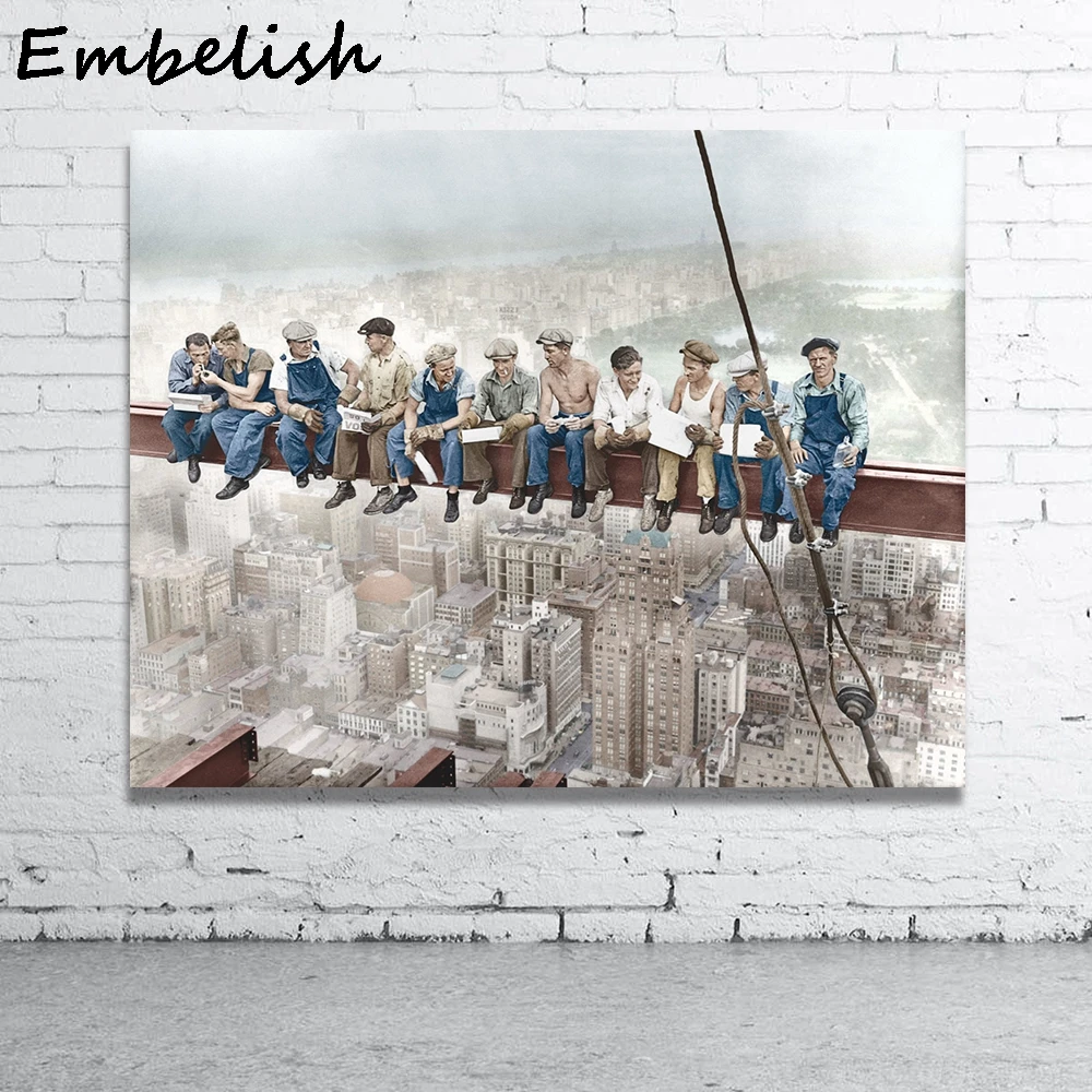 

Figure Painting The Empire State Building Build Labourer Home Decor Wall Pictures For Living Room Canvas Art Paintings