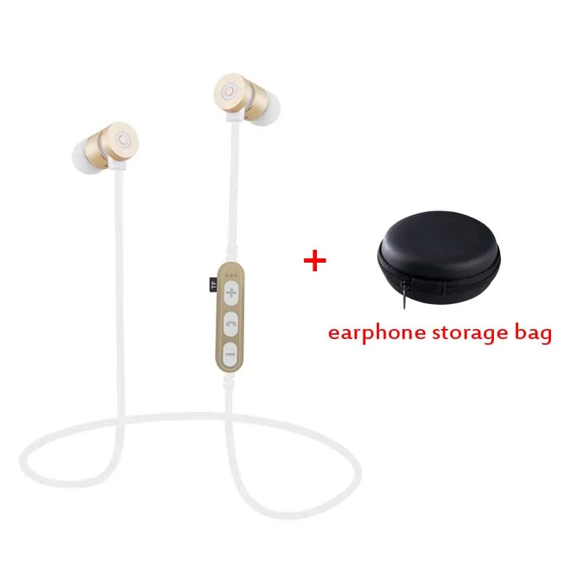 Новейшие Магнитные спортивные наушники BON CREATION T9, Bluetooth наушники, беспроводная гарнитура для бега, поддержка TF/SD карт для телефонов - Цвет: T9 Gold and bag
