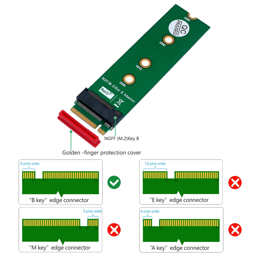 M.2 KeyB ssd-адаптер для NGFF (M.2) B Ключ SATA SSD 3g/4G 2230/2242/2260/2280 3030/3040 Замена HDD карточка ручная