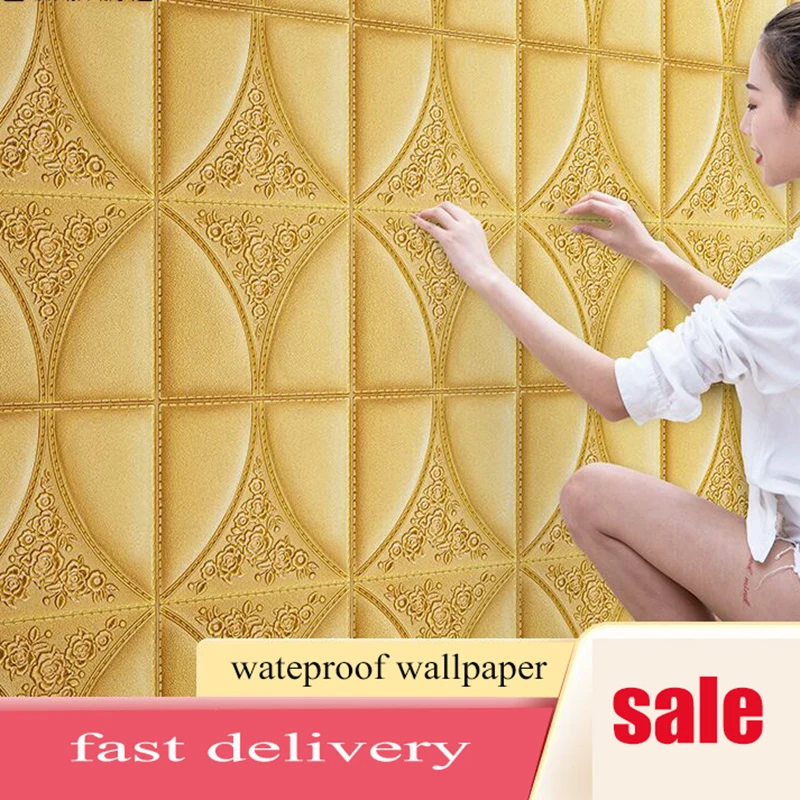 

Pink White Coffee Golden Wallpaper Self-Adhesive Waterproof 35*35cm Wall Paper
