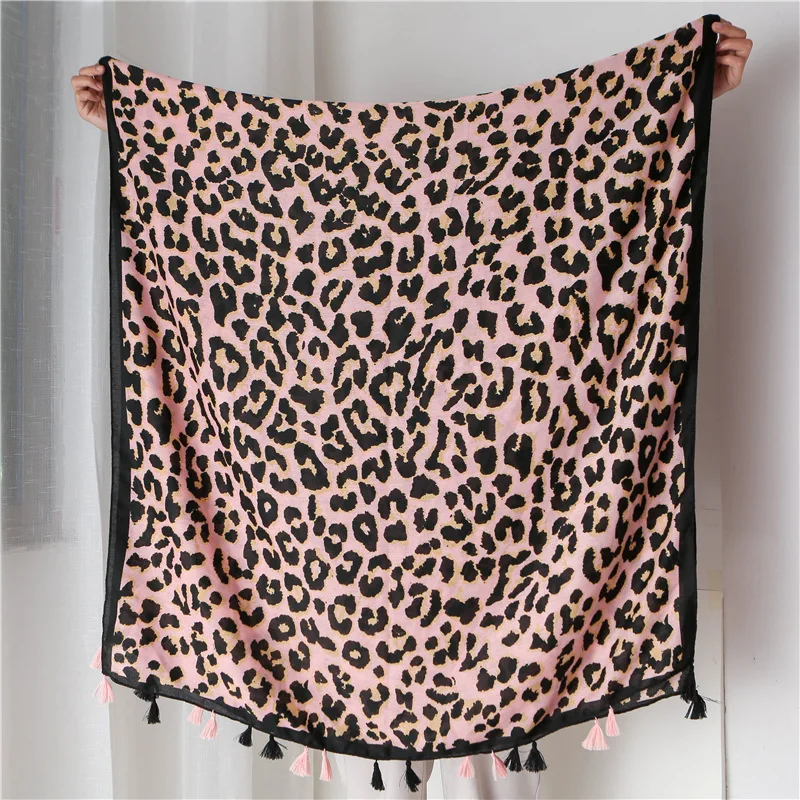 

2020 Luxury Lady cotton material scarf Autumn and winter warm New style Cotton Fashion silk scarves women's Leopard Print shawl