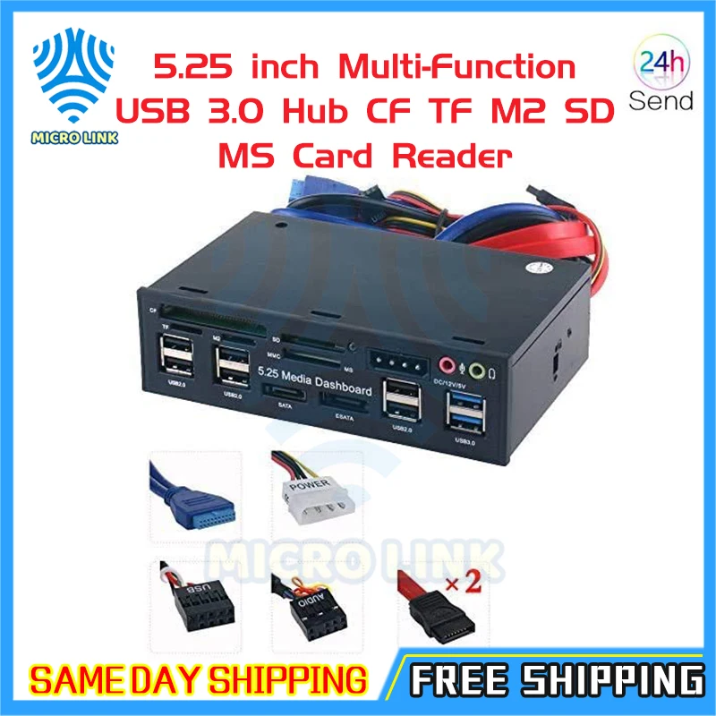 5 25 дюймовый мульти Функция USB 3 0 концентратор CF TF M2 SD MS кард ридер CD ROM спереди