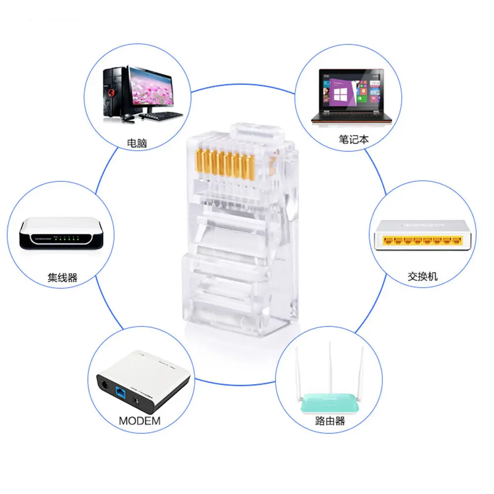 25 50 100 500 шт. 8P 8C UTP позолоченный сетевой модульный штекер RJ45 Cat5 CAT5e Разъем Новый