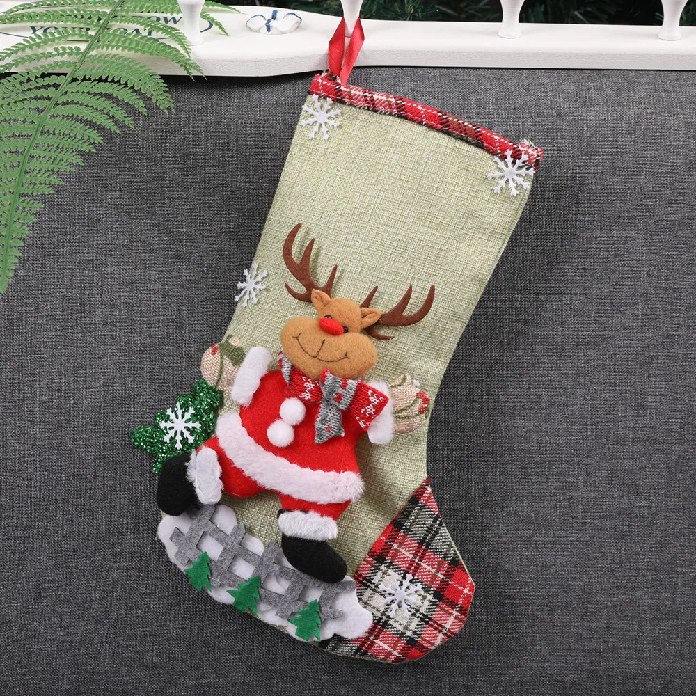 1PC Hot Sale Christmas Xmas Tree Hanging Party Decor Santa Stocking Sock Gift Candy Bags Socks L*5 | Дом и сад