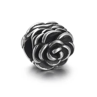 stainless steel rose bead 6mm hole metal european beads bracelet charms supplies for diy jewelry making accessories