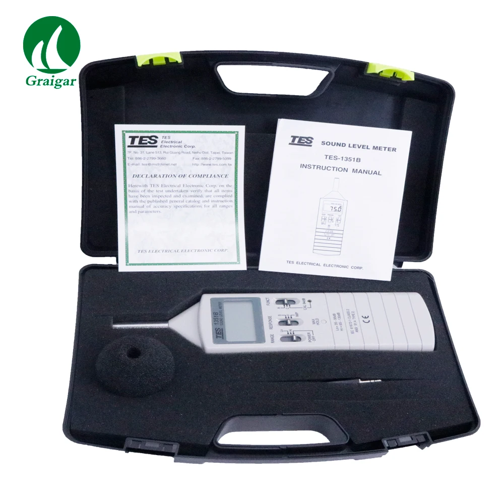 

TES-1351B High Accuracy Digital Sound Level Meter Noise Frequency Range 31.5Hz to 8KHz