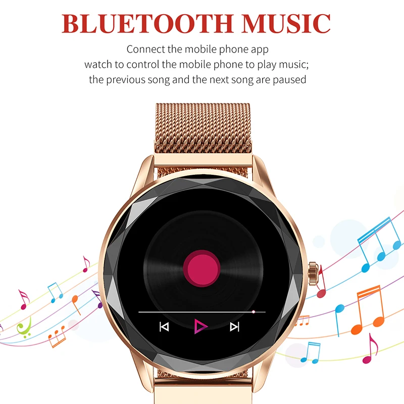 

smart watch woman 2021 round screen play music Women's health Phone information display smart bracelet for apple huawei xiaomi