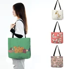 Большие многоразовые сумки для покупок с милым мультяшным Изображением Животных, кота, кролика, женские сумки, дизайнерские сумки-тоут для женщин