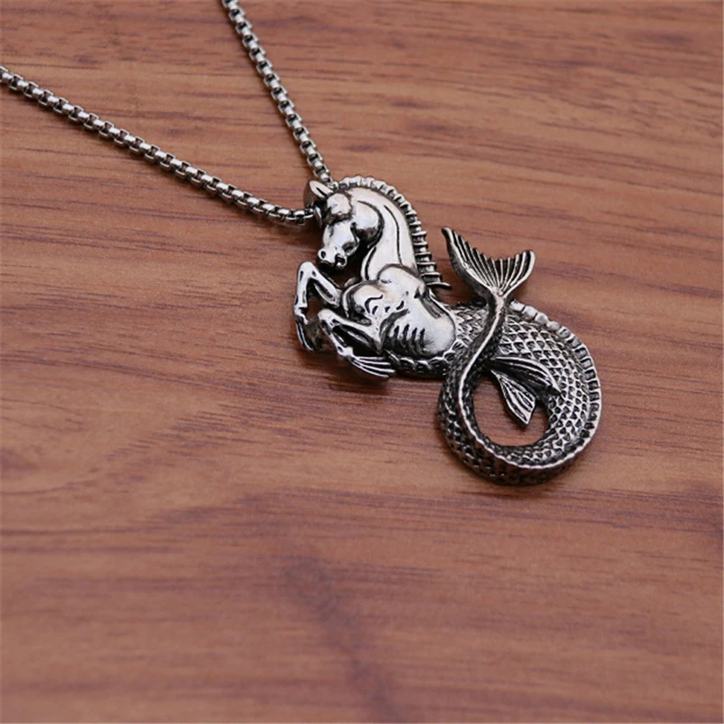 Antique Silver Large Sea Horse Hippocampus Charms Pendants For Men Women Necklace Jewelry Making Findings | Украшения и