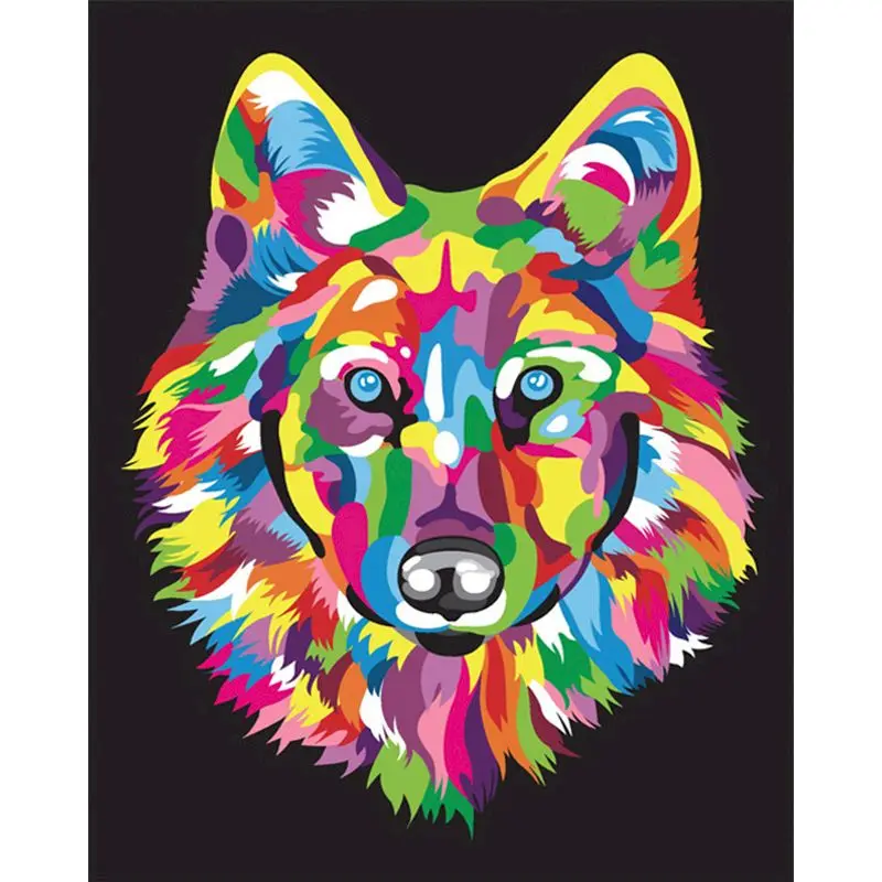 

SELILALI Colorful Dog Animal Painting By Numbers Kits Diy Framed Hand Painted Oil Picture By Number Modern Home Wall Decor Paint