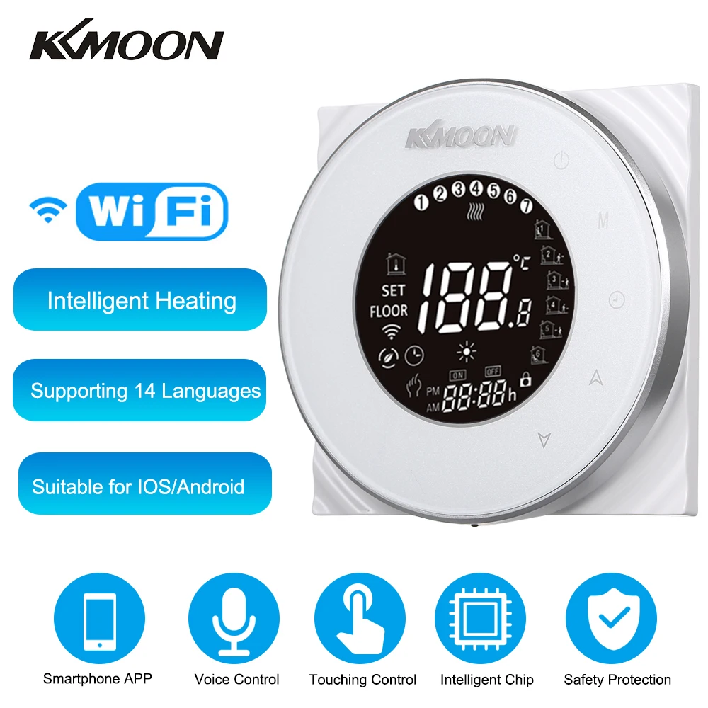 KKmoon термостаты цифровой термостат для нагрева воды WiFi соединение Голосовое управление сенсорный экран Домашний комнатный контроль температуры Лер