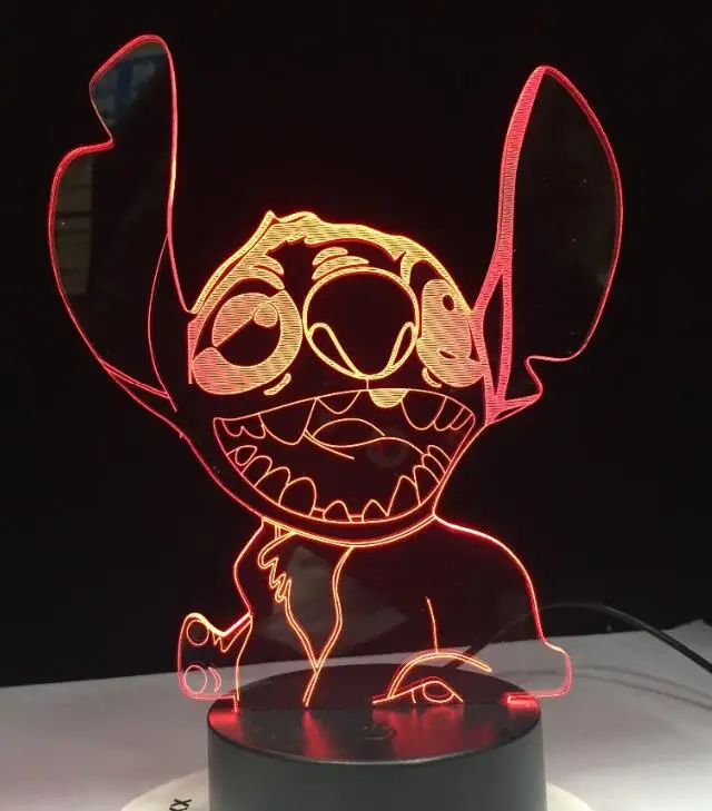 Stith 3d lamp 2 3D светодиодный светильник для спальни, настольный ночник, акриловая панель, кабель USB, 7 цветов, сменная Базовая лампа, детский подарок,, Прямая поставка - Испускаемый цвет: Stith 3d lamp 2