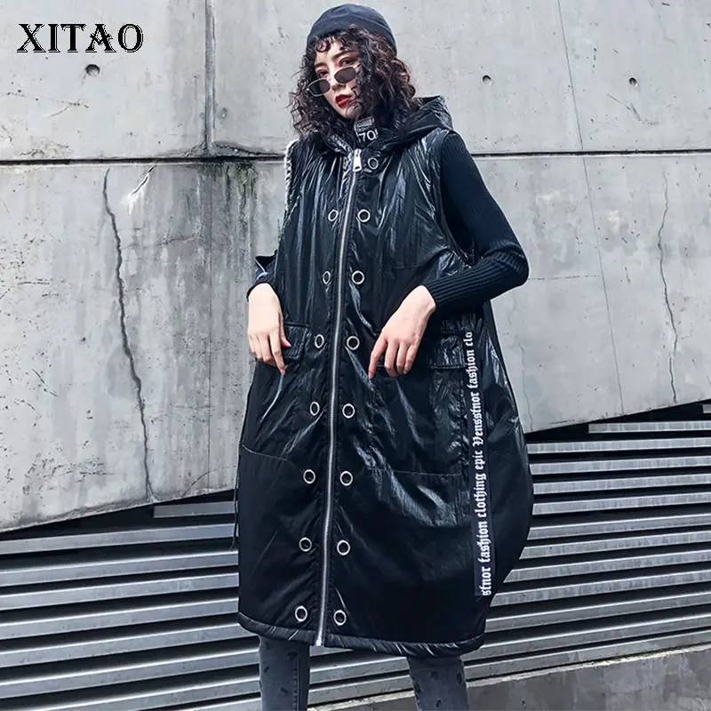 XITAO Tide размера плюс ленточный жилет с буквенным принтом женская одежда 2019 модная