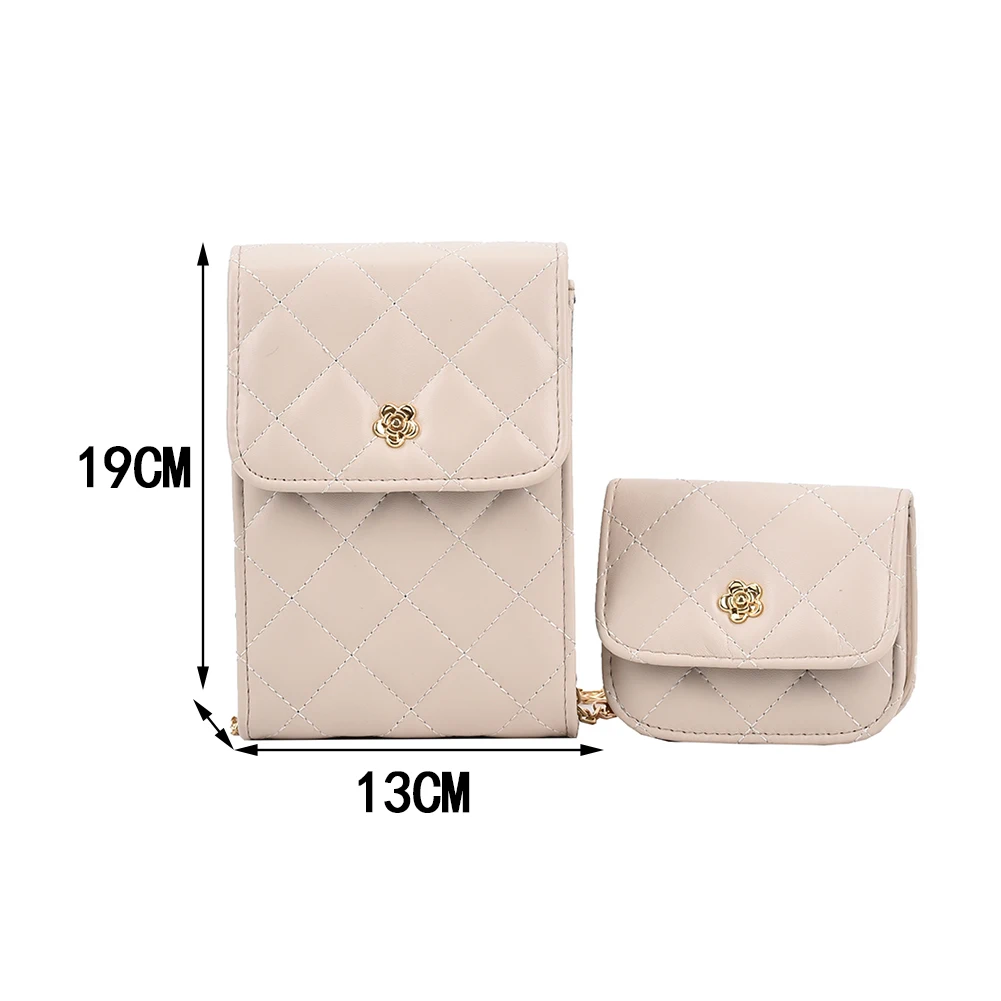 

Lattice Pattern Small Shoulder Bag For Women 2021 PU Leather Crossbody Female Mini Chain Handbags Flap Purse 2pcs Composite Bags