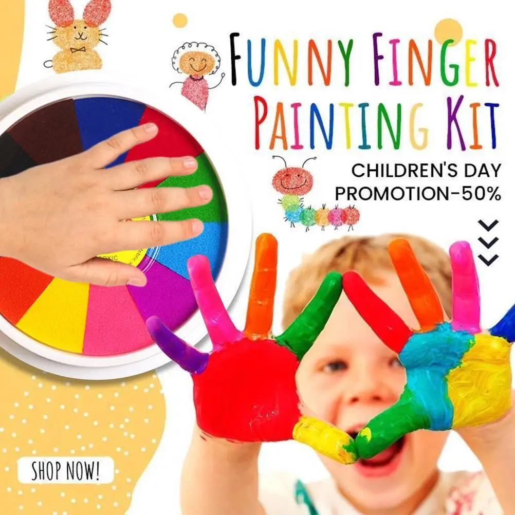 

12 Colors Baby Finger Painting Kit Washable Educational Tool Kit for Making Cards or Other Crafts kids finger painting kit