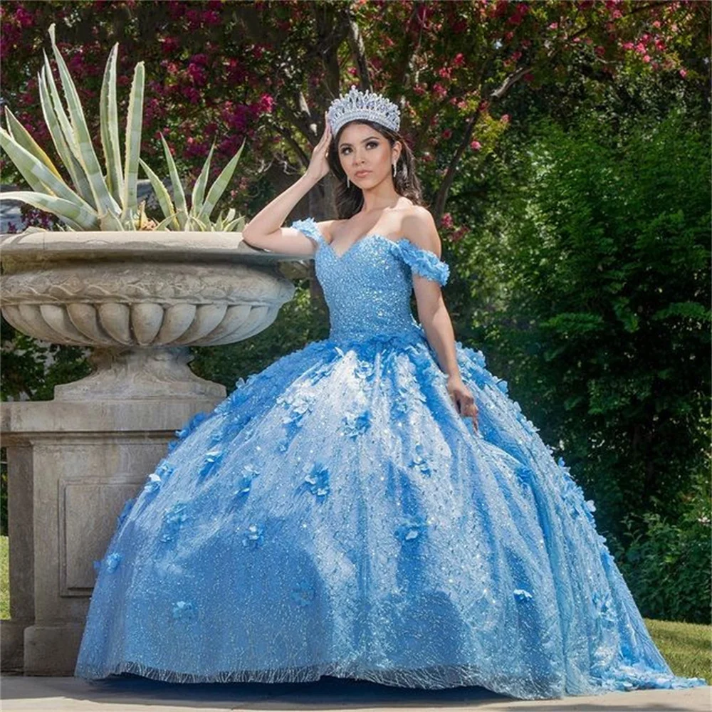 

Princess Quinceanera Dress 2021 Off Shoulder Appliques Lace Party Prom Sweet 16 Gown Vestidos De 15 Años