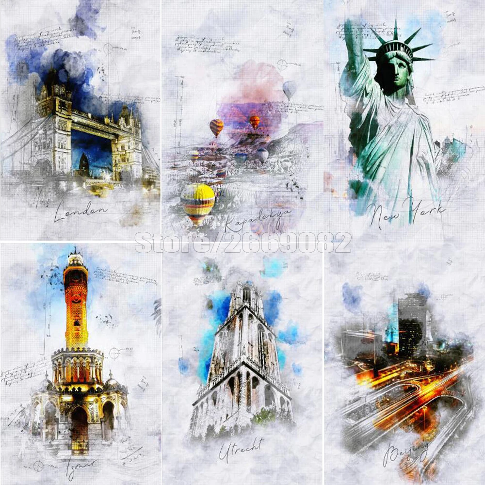 

5D алмазная живопись «сделай сам», квадратный пейзаж, здание, украшение для дома, вышивка, картина, ручная работа, художественные наборы TT1328